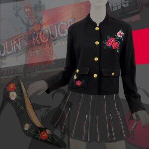 JACKET CROPPED Black Embroidered